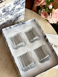 Maison Tumbler Cannage Transparent Crystal Glasses Set of 4