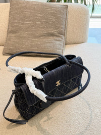 Denim Quilted Flap Shoulder Bag