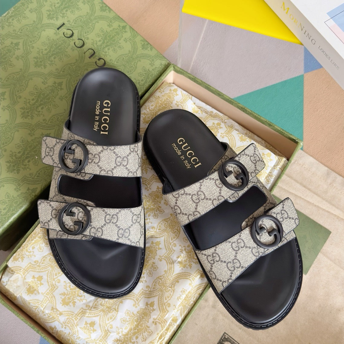 Double Strap Slide Sandals