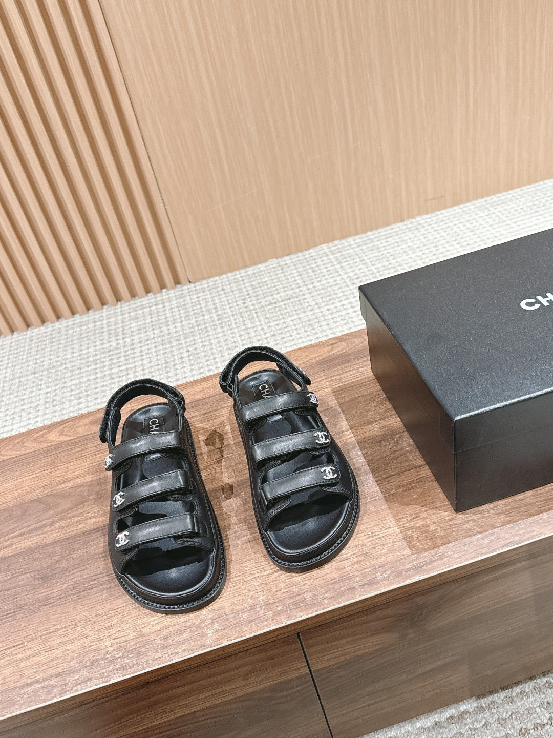 Lambskin Crystal Velcro Dad Sandals