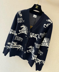 Equestrian Knight Jacquard Wool Cardigan
