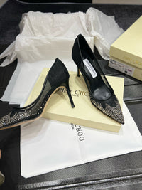 Love Embellished Mesh Pumps