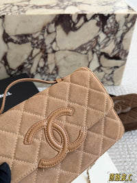 Suede Top Handle Flap Bag