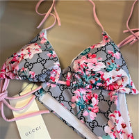 Floral Print Triangle Bikini Set