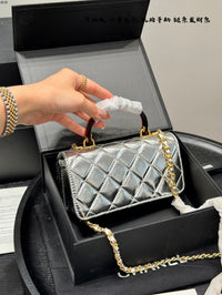 Metallic Mini Top Handle Flap Bag