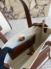 Two-Tone Canvas and Leather Freya Tote Bag