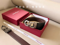 Double Gancini Reversible Leather Belt