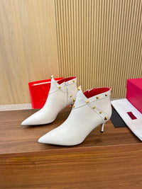 Rockstud Leather Ankle Boots