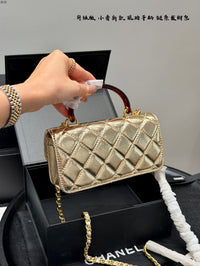 Metallic Mini Top Handle Flap Bag