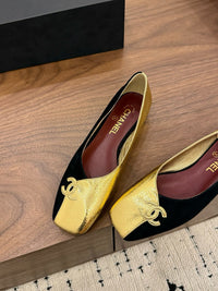 Two-Tone Leather Ballerina Flats