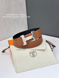 Constance Reversible Leather Belt Palladium-Plated H Buckle 38mm