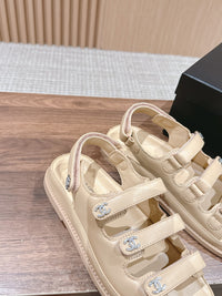 Lambskin Crystal Velcro Dad Sandals