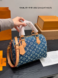 Speedy 25 Blue Denim Crystal Bag