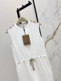 Sleeveless Check Shoulder Jersey Dress