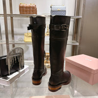 Leather Knee High Riding Boots