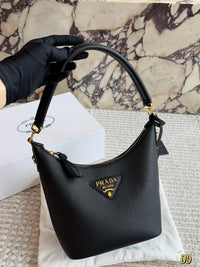 Logo Plaque Leather Shoulder Bag