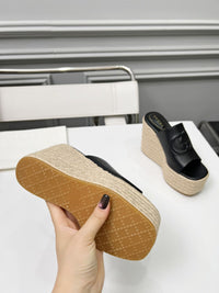 Leather Espadrille Wedges