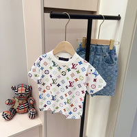 Multicolor Monogram Shorts Set