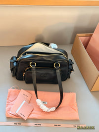 Nappa Leather Pocket Top-Handle Bag