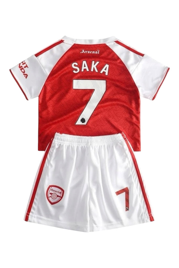 Saka #7 Red Kids Soccer Jersey Set