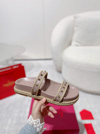 Garavani Rockstud Rope Flat Sandals