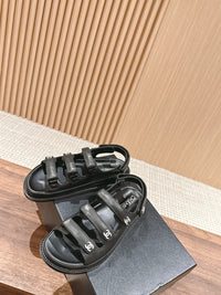 Lambskin Crystal Velcro Dad Sandals