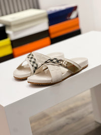 Vintage Check Cross Strap Slides