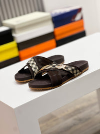 Vintage Check Cross Strap Slides