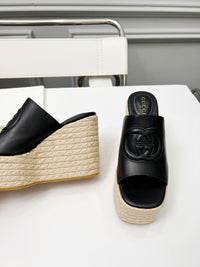 Leather Espadrille Wedges