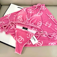 Logo 3-Piece Terry Cloth Bikini Set