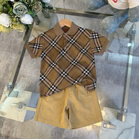 Vintage Check Polo T-Shirt & Shorts Set