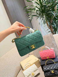 Mini Top Handle Flap Bag Lambskin