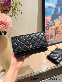 Wallet on Chain Lambskin Leather