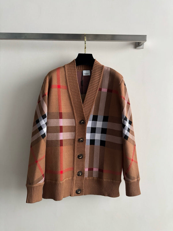 Vintage Check Wool Cardigan