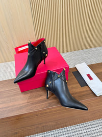 Rockstud Leather Ankle Boots