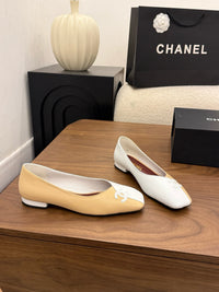 Two-Tone Leather Ballerina Flats