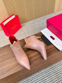 Rockstud Leather Ankle Boots