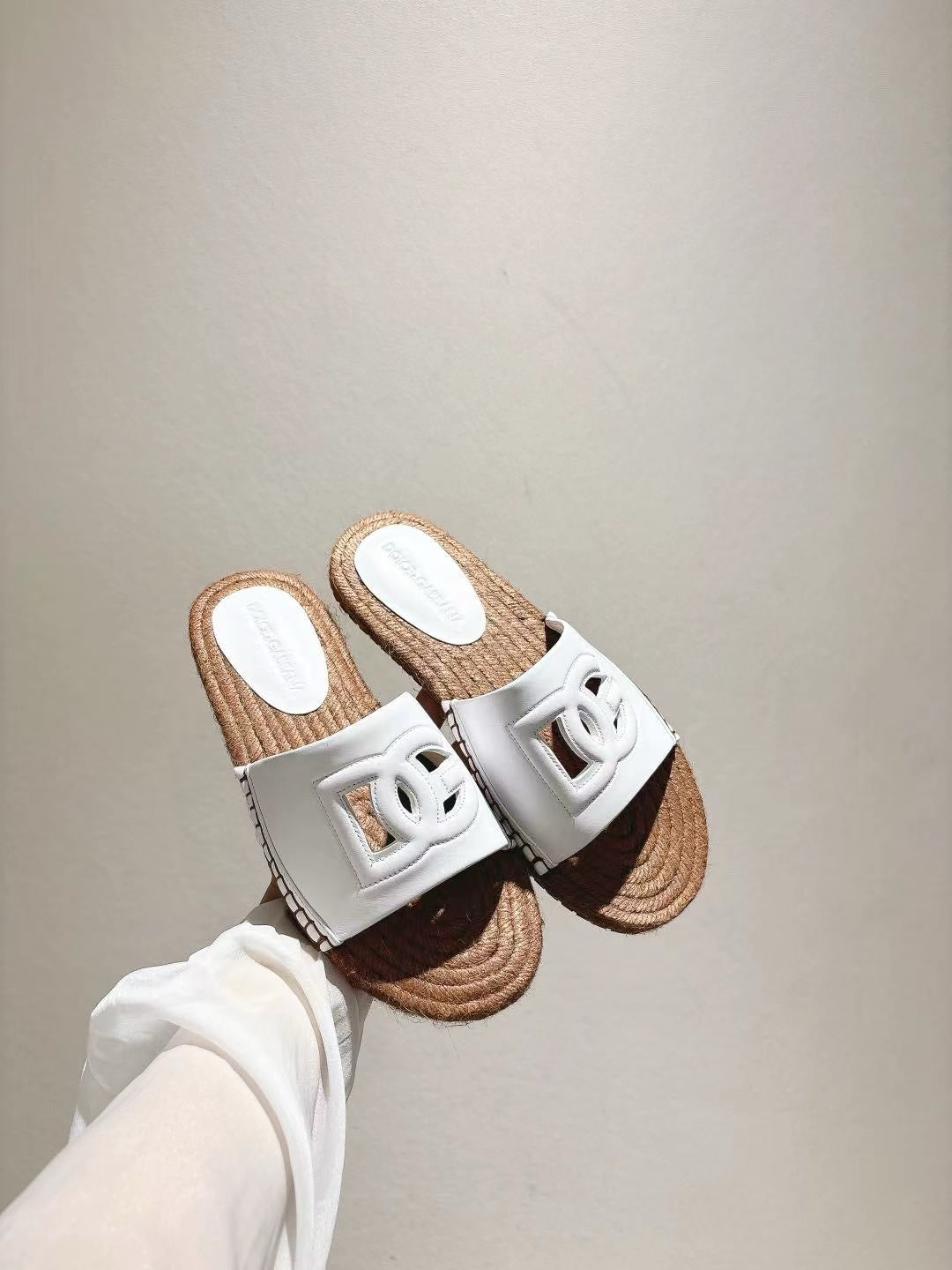 Nappa Leather Espadrille Sliders