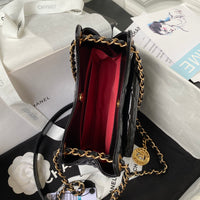 Shiny Crumpled Calfskin Hobo Bag