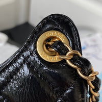 Shiny Crumpled Calfskin Hobo Bag