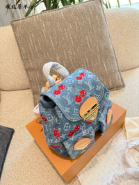 Cherry Denim Mini Backpack