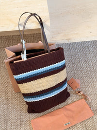 Logo Crochet Knit Tote Bag