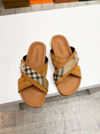 Vintage Check Cross Strap Slides