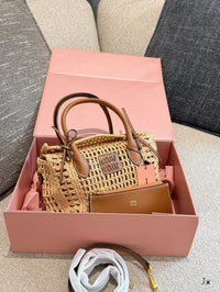 Raffia Top Handle Bag