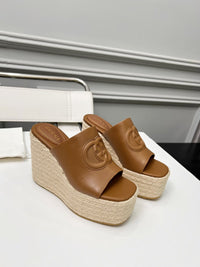 Leather Espadrille Wedges
