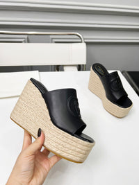 Leather Espadrille Wedges