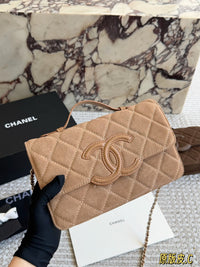 Suede Top Handle Flap Bag