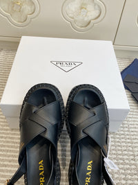 Leather Crossover Platform Sandals