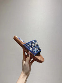 Maiolica Print Espadrille Sliders