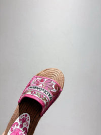 Maiolica Print Espadrille Sliders